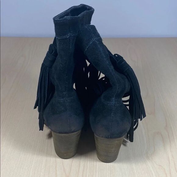 Denim & Supply Ralph Lauren Black Heeled Fringe Boots - Picture 3 of 8